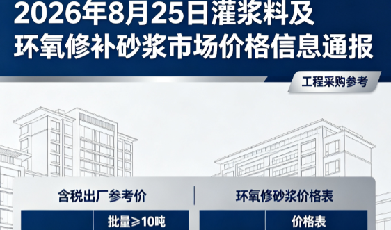 通州2026年8月25日灌浆料及环氧修补砂浆市场价格信息通报